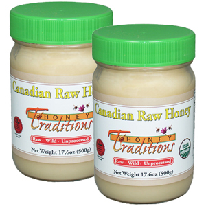 Raw Wild Canadian Honey -  Two 17.6 oz. glass jars