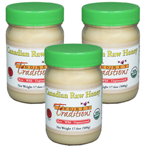 Raw Wild Canadian Honey - Three 17.6 oz. glass jars